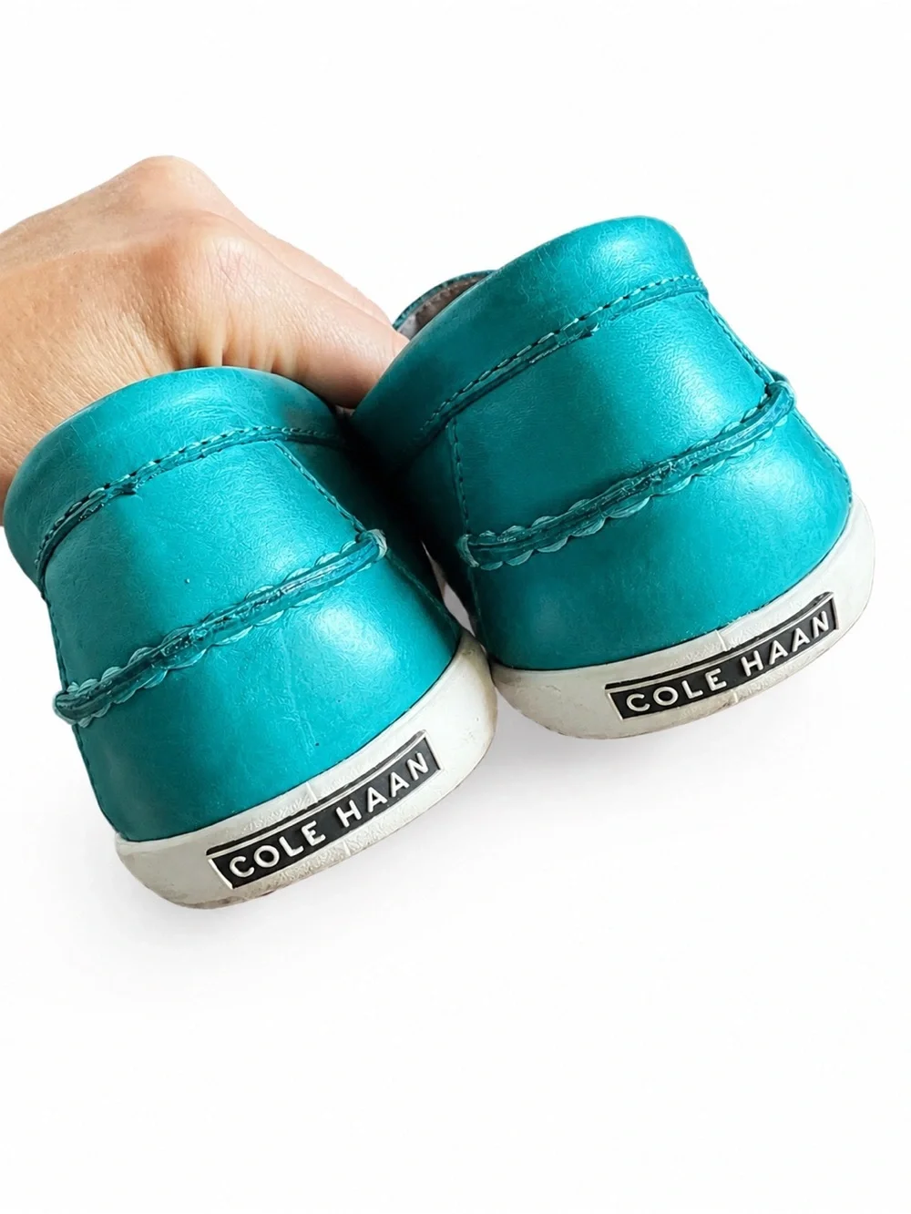 Cole Haan Women’s 9B Turquoise Leather Penny Loafers Driving Shoes